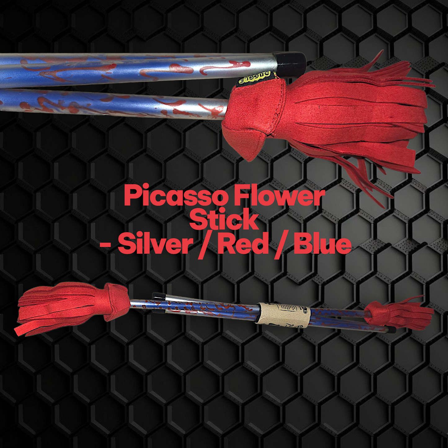 Picasso Flower Stick - Silver / Red / Blue