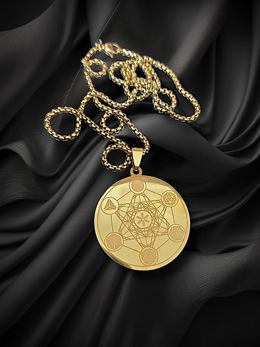 Metatrons cube Platonic solids Gold or silver plated necklace