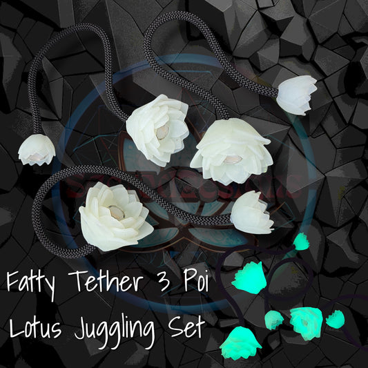 3 Poi Lotus Juggling Set (Fatty 12mm Tether)